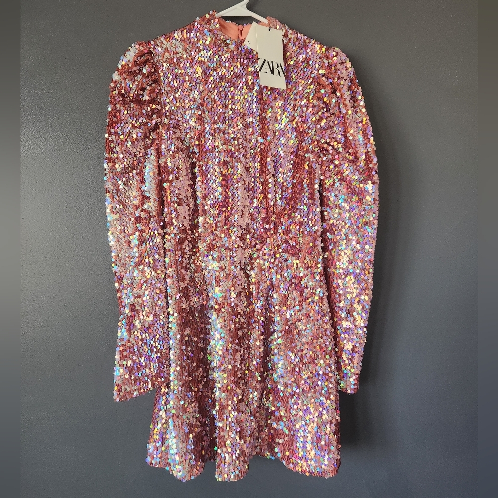 Zara Sequin Dress in Pink and Silver